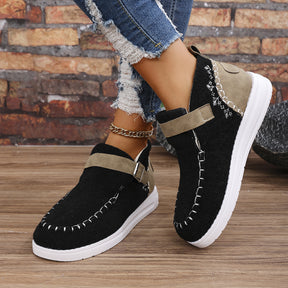 Thick Burr Warm Flat Bottom Cotton Shoes